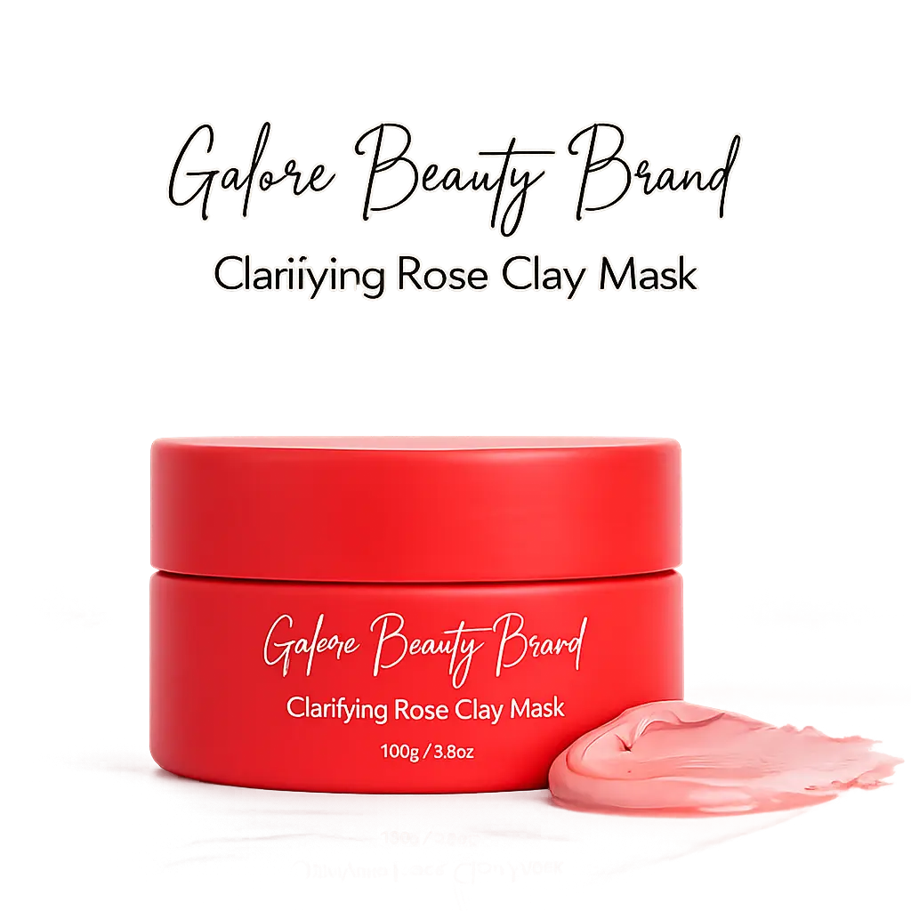 Galore Beauty Clarifying Rose Pink Clay Mask - Unscented, Unisex, Anti-Acne, Deep Cleanse, Blackhead Removal, Pore-Cleansing, Moisturizing for Acne-Prone Sensitive Skin - No Harsh Additives, Hyaluronic Acid - 100g