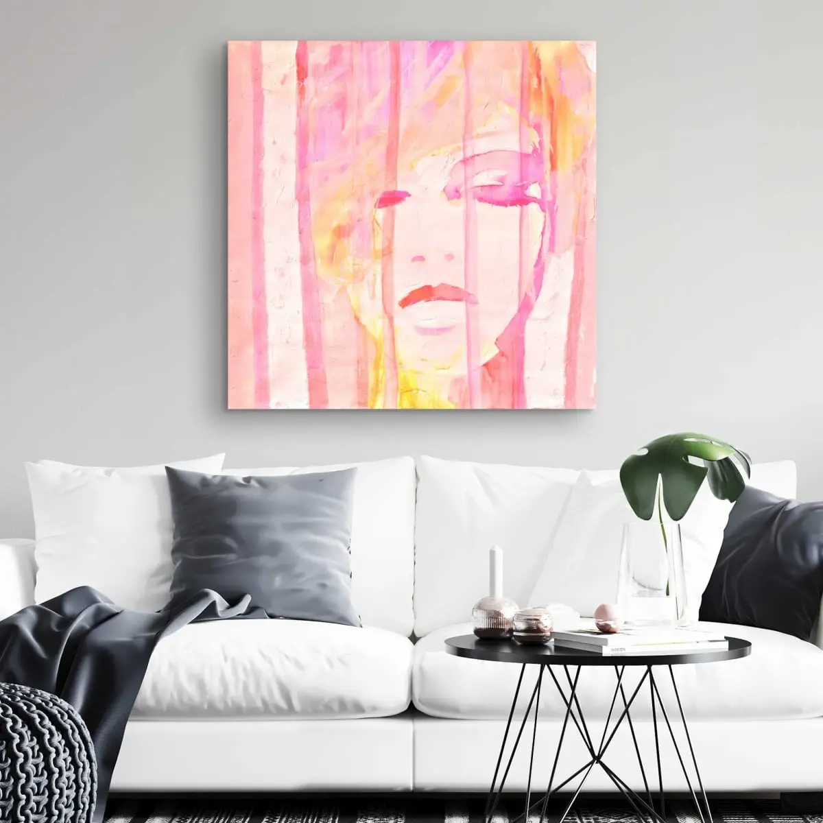 212 MAIN 32x32 in. Colorful Artistic Abstract Portrait Wall Print - Modern Figurative Woman Artwork, Home Decoration, Room Aesthetic Decor, Thoughtful Gift Option