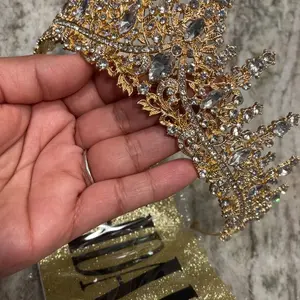 2PCS Rose Gold Crown Set for Women Crystal Princess Tiaras Rhinestone Queen Headband Wedding Bridal Hair Accessories Birthday Prom Pageant Party Coming of Age Ceremony Photo Props