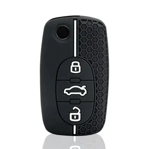 For Audi A2 A3 S3 A4 S4 A6 S6 RS6 A8 Tt 3 Buttons Folding Remote Holder Silicone Car Flip Key Fob Cover Case