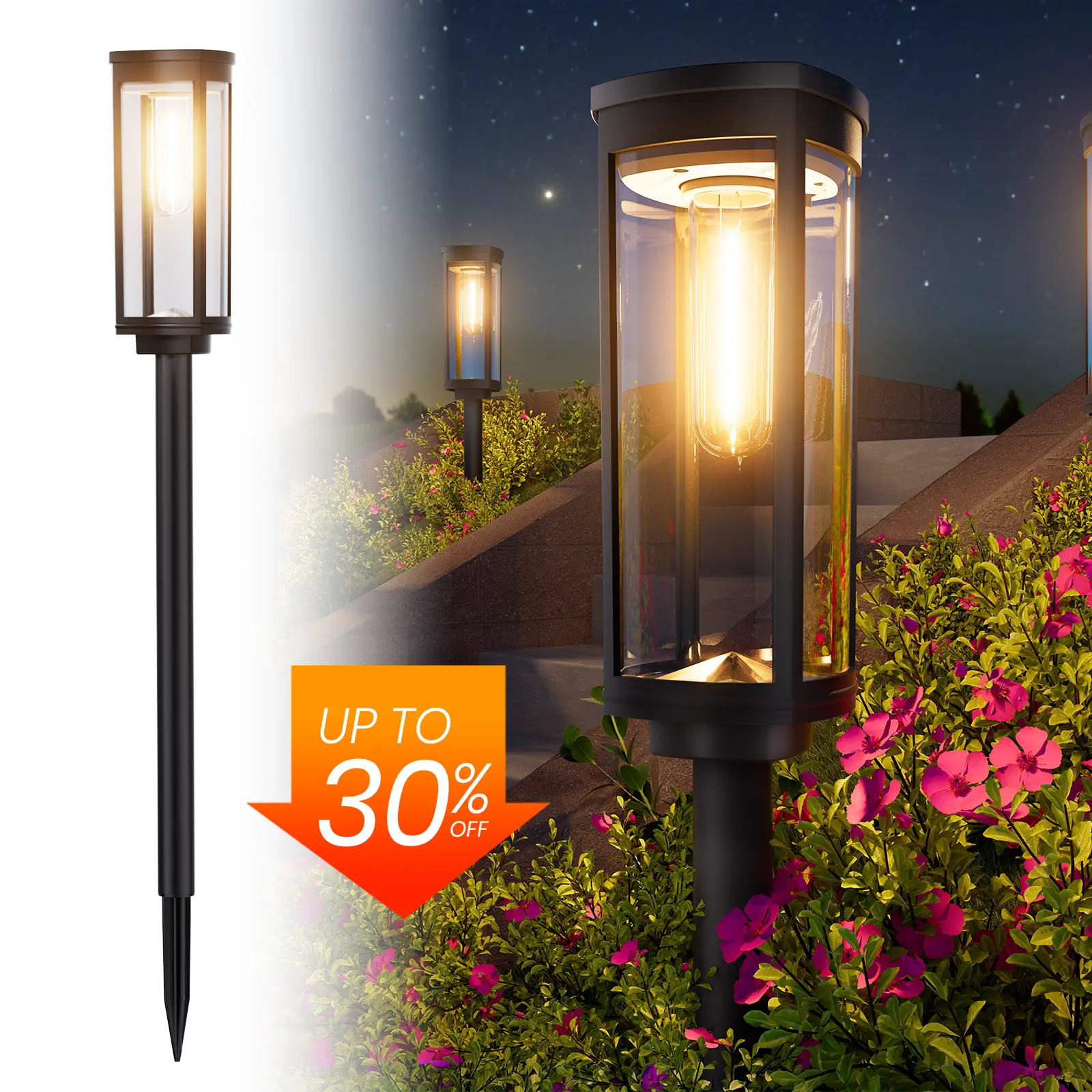 Elegant Solar Pathway Lights Modern Luxury | Auto On/Off & Waterproof | For Gard...