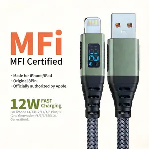 New Nylon USB a to Lightning Cable, Apple Mfi Certified, 6ft, Compatible with iPhone 14-8 Series, Durable Charging Cable, Smartphone