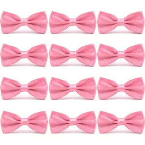 Men's Formal Solid Satin Bowties Pre-tied Adjustable 6/12 Pack Bow Ties Many Color Options in Bulk for Men