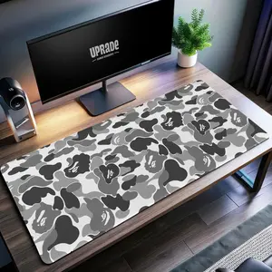 Trendy Gaming Mouse Pad with Iconic Streetwear Design - Camo Desk Mat Black