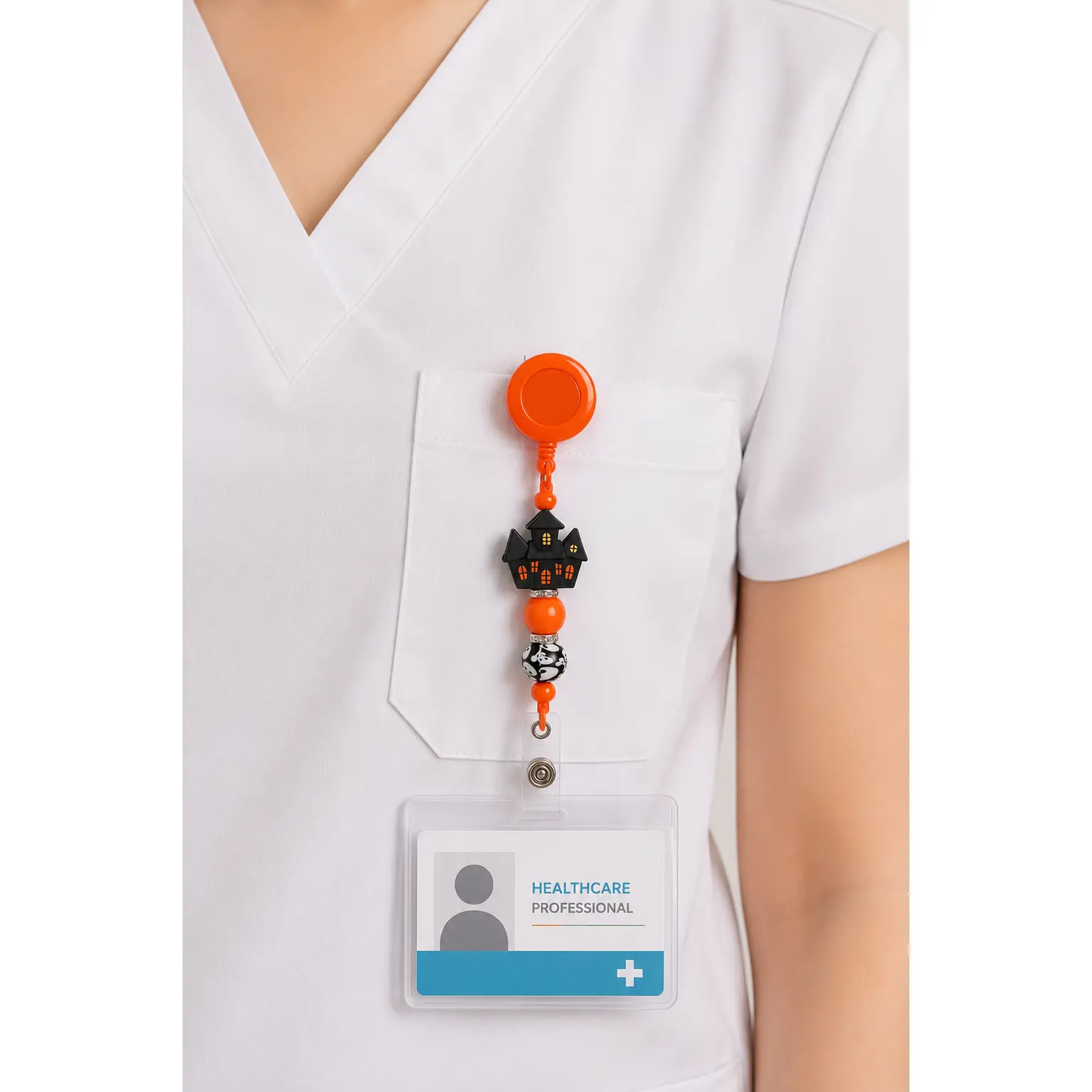 Friendly Haunting Badge Reel | Beads of Hope T1D – Handmade Silicone Bead Badge Reel