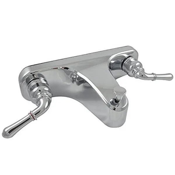 Danco Mobile Home Tub & Shower Faucet - 8 in. Offset Design, Chrome Finish, Lever Handles, Hot and Cold Water Compatibility, Tub Spout