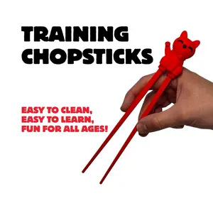 Reusable Training Chopsticks for Kids & Beginners. Lucky Cat Design. Learn To Use Chopsticks. Easy To Handle. For All Ages (Color: Black)