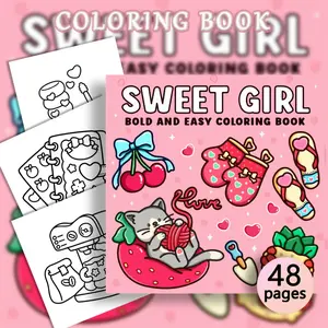 1PC SWEET GIRL Creative Coloring Book, filled with diverse and adorable food scene details, creative style, artistic creation and collection, relaxing and stress-relieving, perfect for everyday leisure activities for sweet lovers.