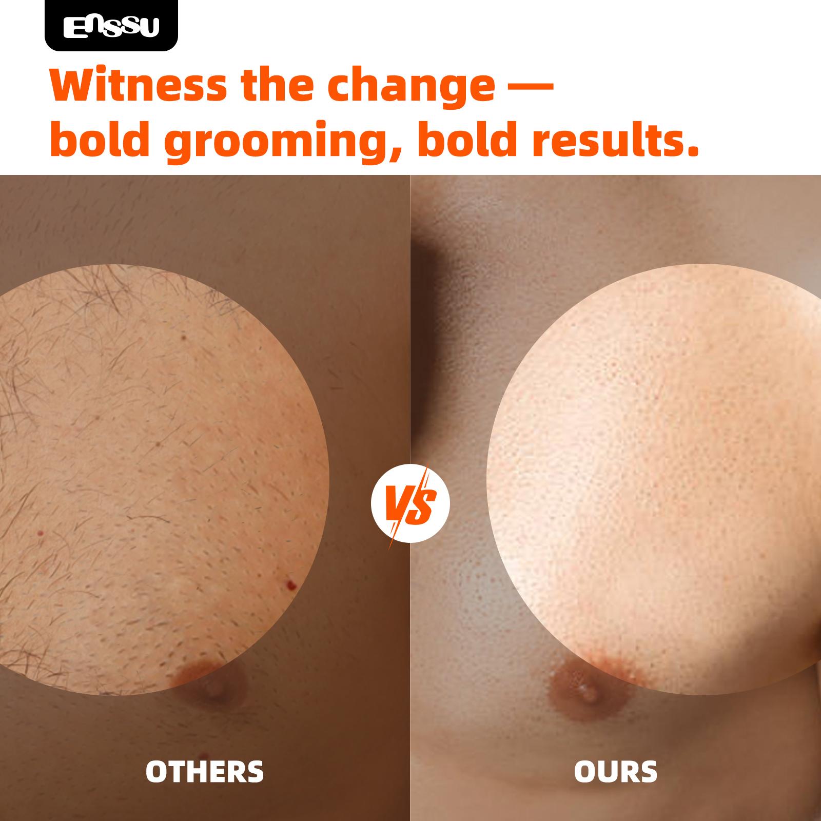 Enssu Patented Nick-Free Body & Ball Trimmer for Men - Safe Ceramic Blade Groin Groomer, Waterproof Rechargeable Cordless Men's Body Hair Trimmer with Replaceable Heads for Beard, Eyebrow & Daily Use