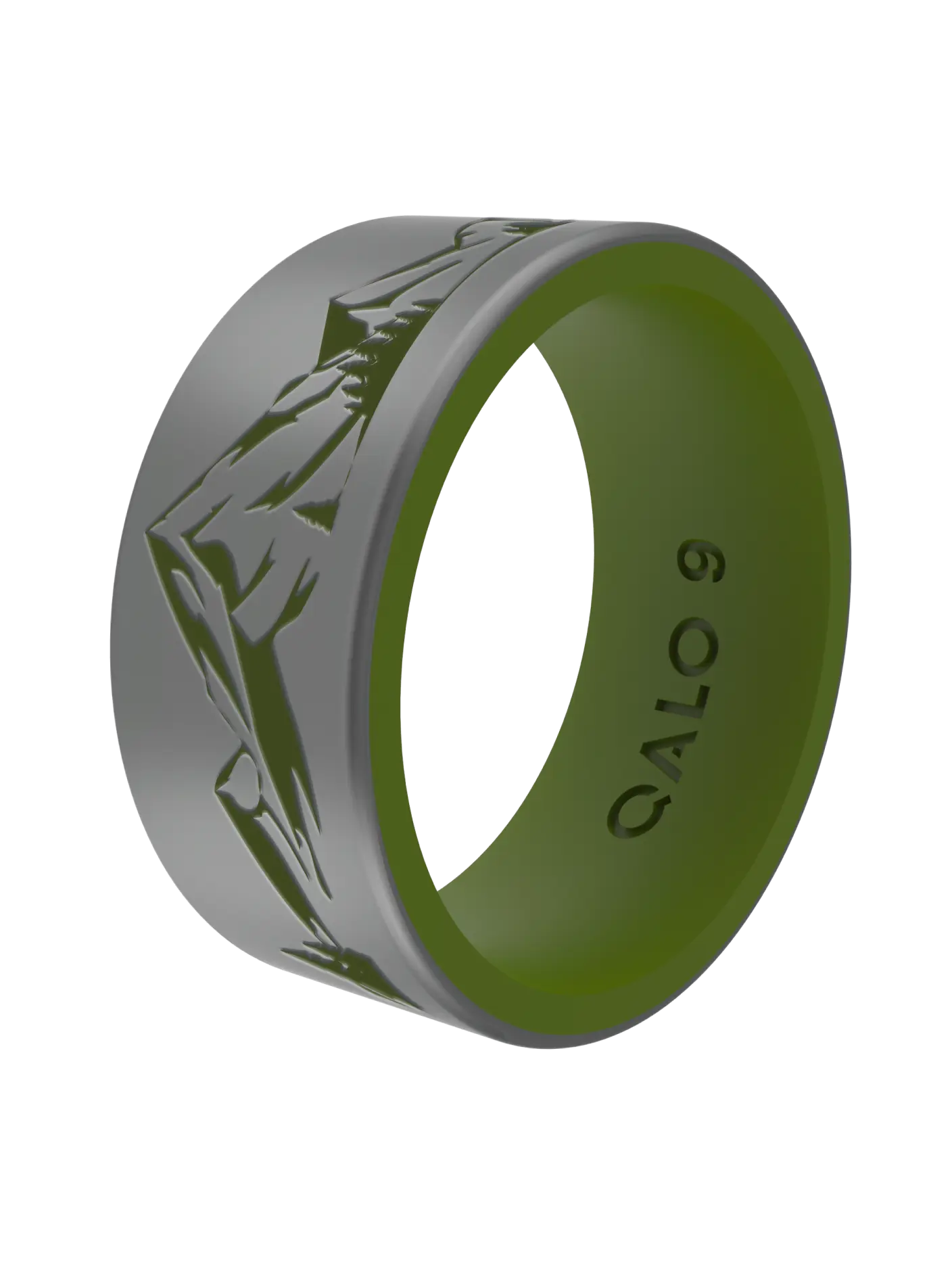 Men's Alpine Ridge Strata Alloy Ring - Dual-Layer Metallic Tone Costume Jewelry, Round Band with Mountain Ridges for Climbing, Trail Wear, Alloy Rings, Outdoor Enthusiasts, Rugged Mountain Pattern, Casual, Stacking Rings