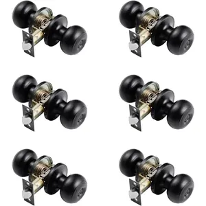 Spring new arrivals 6 Pack Black Door Knobs, Privacy Door Knob with Round Ball, Keyless Exterior & Thumb Turn Lock Interior, All Metal Doorknobs Hardware, Matte Black Modern Design for Bedroom & Bathroom