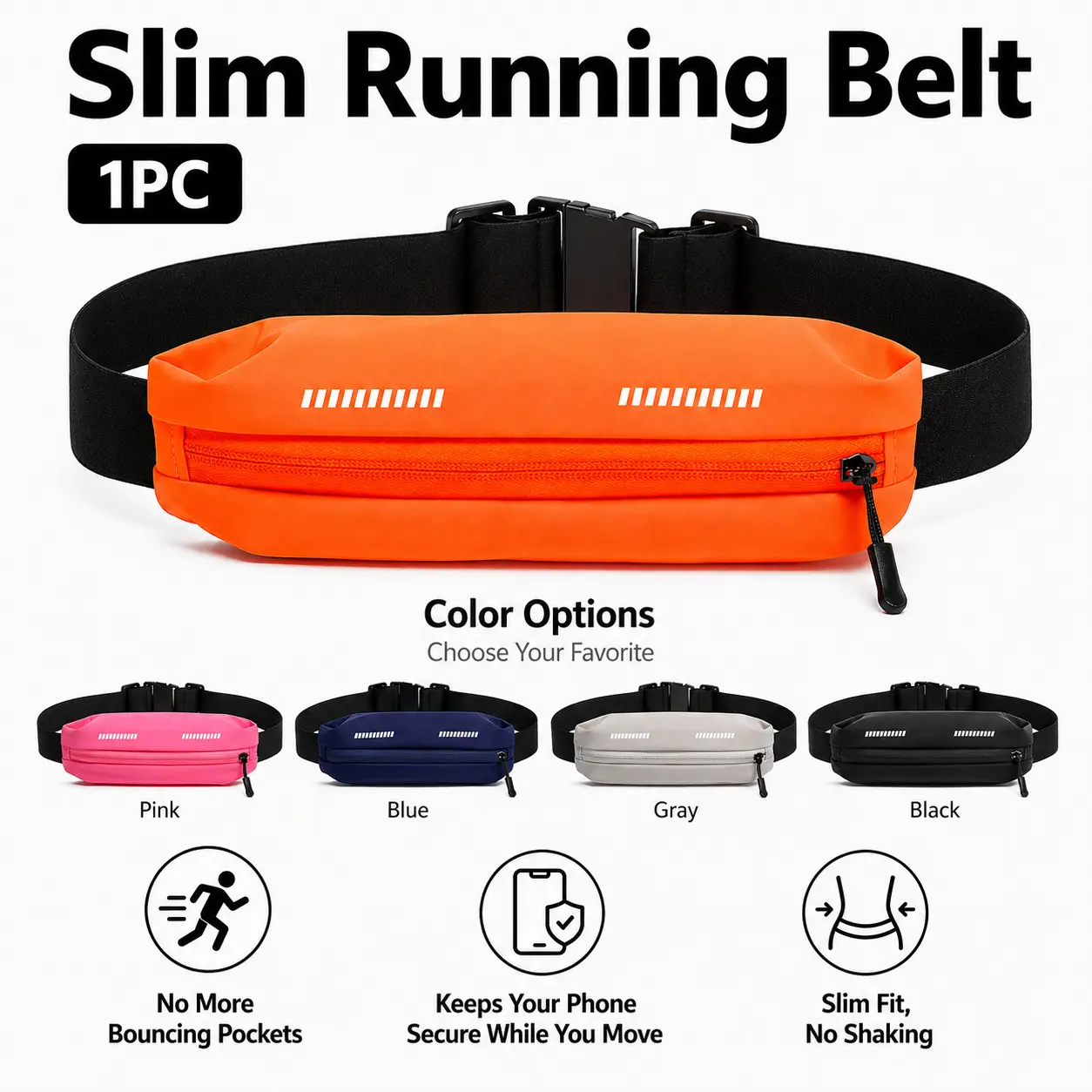 Ultra-Thin Trail Running Phone Waist Bag, Waterproof Lightweight Outdoor Sports Belt, Secure Shockproof Running Pouch, Fits 7-Inch Phone, Ideal for Running, Walking, Fitness, Hiking, Travel, Versatile