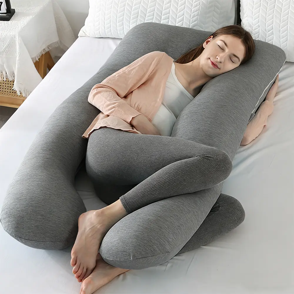 Cooling U-Shaped Pregnancy Pillow, Multifunctional Pillow, Full-Body Support, Provides Support for the Neck, Back, Hips, and Legs, Cool to the Touch, Soft and Comfortable, Machine Washable and Removable