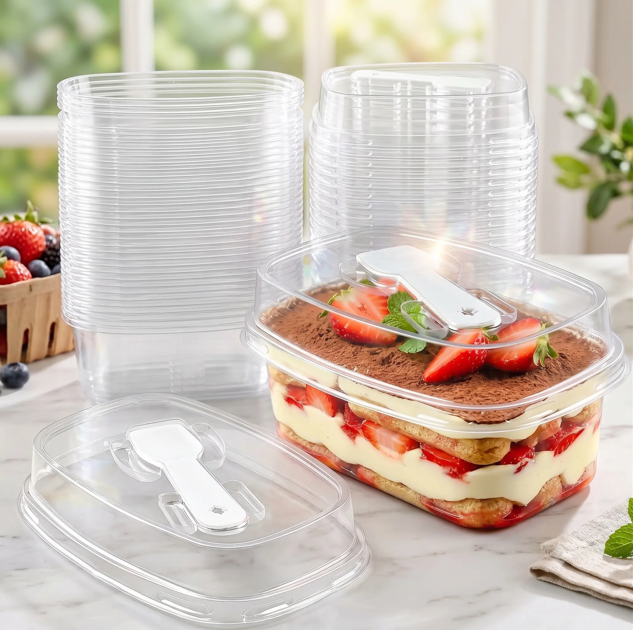 50 Pack 10 oz Clear Plastic Dessert Cups with Lids and Spoons, Slushie Cup, Banana Pudding Cups with Lids, Mini Dessert Shooters for Party Individual Yogurt Parfait Jello Fruit Trifle