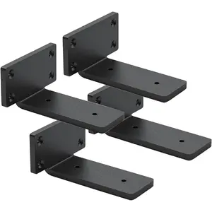 4 Pack Shelf Brackets 4 Inch Floating Shelf Bracket 1/5 inch Thick Heavy Duty Hidden Shelf Brackets Iron Metal Brackets for Shelf Support with Screw Included