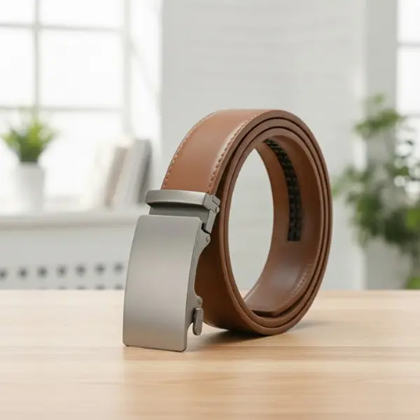 HAGIG Men’s Brown Leather Belt with Automatic Ratchet Buckle – Adjustable, Stylish & Durable – Perfect Gift for Men –Split Leather, Luxury Fashion Accessory