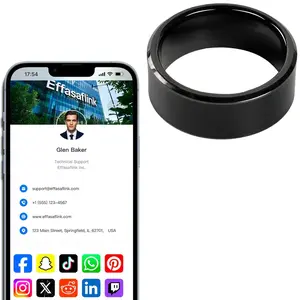 Wide Face NFC Ring – Black – Digital Business Card – No Monthly Fee