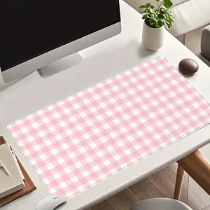Pink Plaid Pattern Mouse Pad, Rectangle Gaming Mouse Pad, Non-slip Rubber Base Mousepad, Office Desk Keyboard Mouse Mat for Home Office Game Room Desk, Desk Accessories