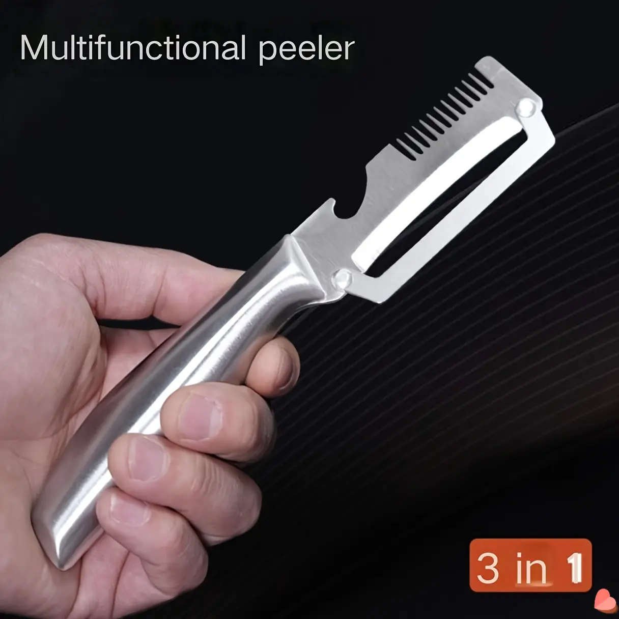 2pcs New 3-in-1 Stainless Steel Peeler Set - Kitchen Fruit Peeler, Large Onion Slicer, Vegetable and Carrot Peeler, Bottle Opening, Peeling, Slicing, High-quality Multi-functional Peeler
