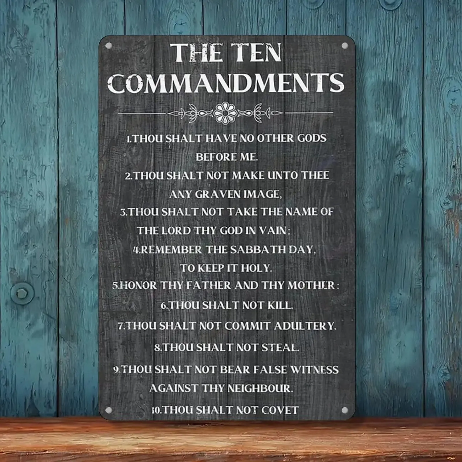 The Ten Commandments Thou Shalt Have No Other Gods Before Me Metal Hanging Sign Inspirational Signs Gift Farmhouse Rustic Wall Art Home Office Living Room Wall Decoration 12 x 8 Inches