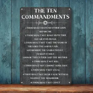 The Ten Commandments Thou Shalt Have No Other Gods Before Me Metal Hanging Sign Inspirational Signs Gift Farmhouse Rustic Wall Art Home Office Living Room Wall Decoration 12 x 8 Inches