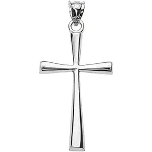.925 Sterling Silver Simple Classic Flared Cross Pendant - 1.1"