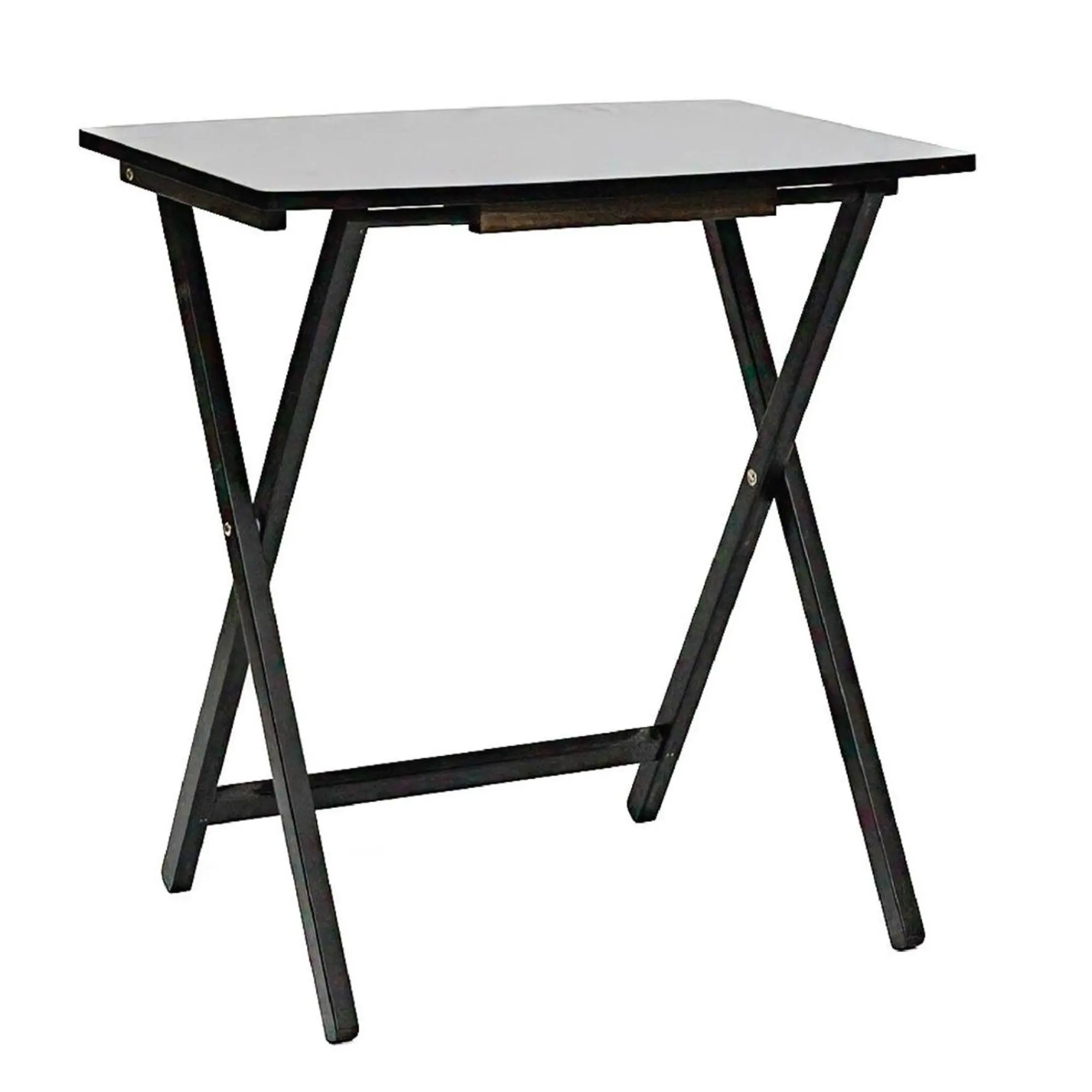 PJ Wood 5 Pack XL Oversize Tray Table Set for Living Room or Kitchen, Black