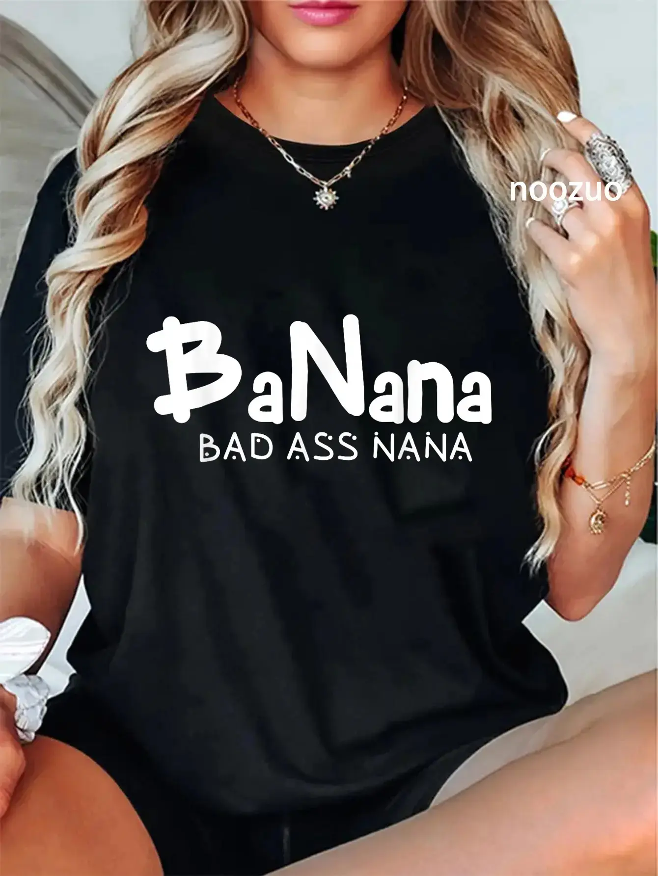 Cotton Banana Bad Ass Nana Funny Best Grandma Mom Family Quote T-Shirt