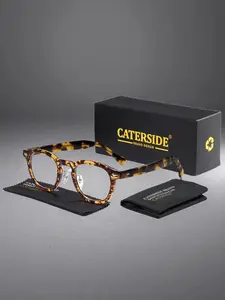 CATERSIDE Vintage Fashion Flat Lens Glasses Unisex Tr90 Frame Anti-Blue Light Classic Square, Lightweight Comfortable for Outdoor Sports Travel Driving Beach Street Photography Props