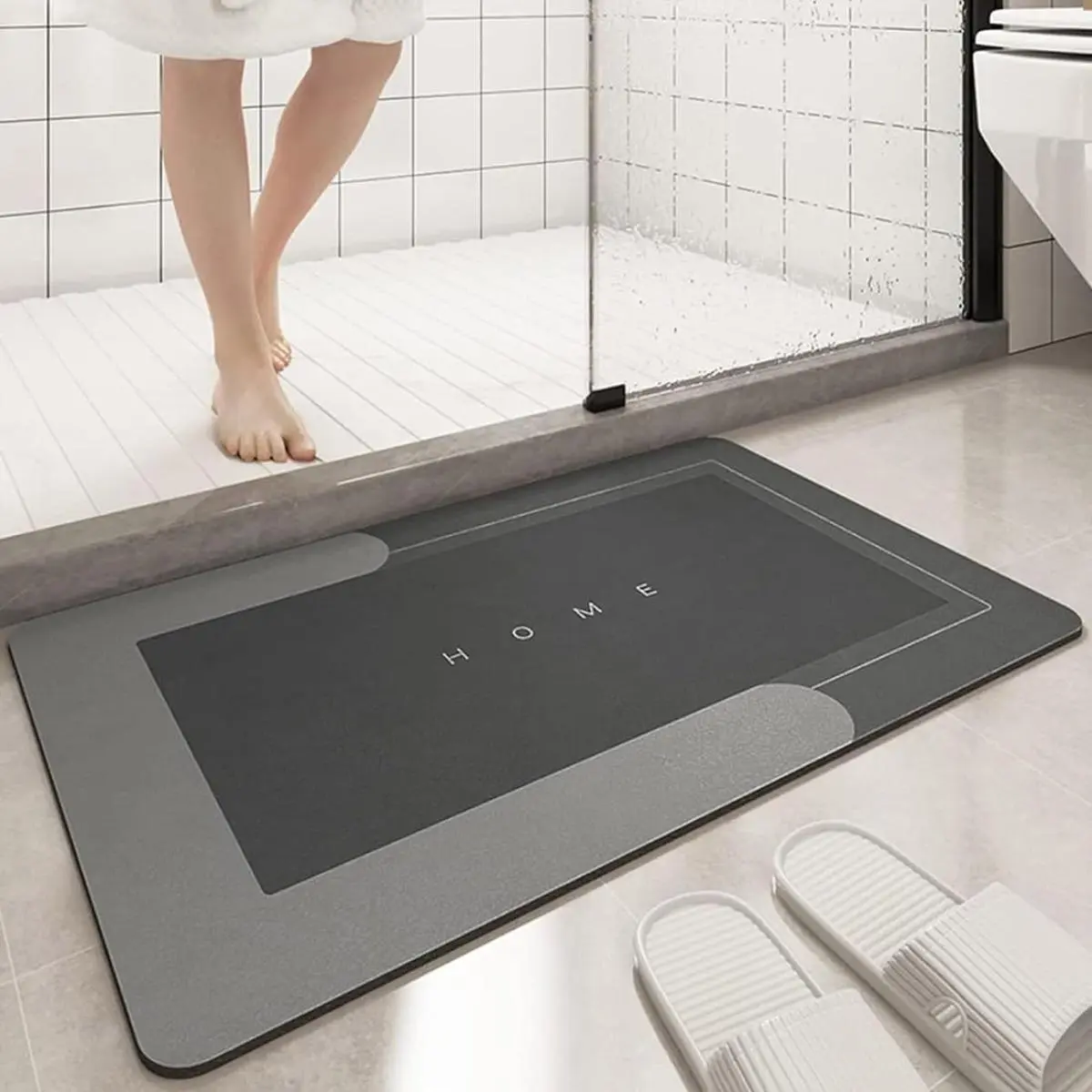 Decorative Rectangle Universal Multifunctional Foam Diatom Bathroom Mat - Non-Slip Rubber Base, Super Absorbent, Quick Drying, Machine Washable, Minimalist Modern Home Decor, Suitable for Shower, Laundry Room
