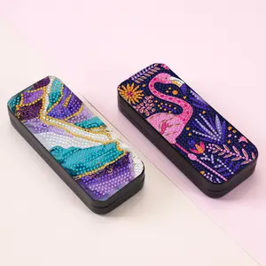 5D DIY Diamond Painting Glasses Case Kit, Flamingo Mermaid Pattern Rhinestone Eyeglass Storage Box, Hard Shell Sunglasses Holder Craft Gift for Women Girls