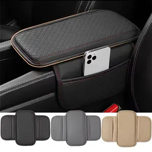 Thickened armrest pad for car, anti slip pad for car center armrest box, PU leather breathable hand pad, universal armrest pad for car, multifunctional armrest storage bag