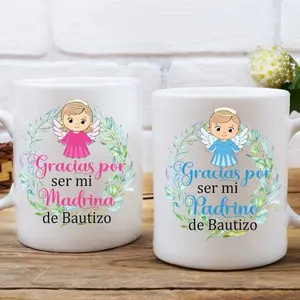 GRACIAS POR SER MIS PADRINOS DE BAUTIZO CERÁMICA 11 oz