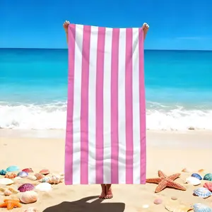 1 Pc Luxurious Pink Striped Beach Towel for Relaxing Day at Beach or Pool | Soft Beach Blanket | Perfect for Sunbathing & Swimming | Stylish Pattern for Coastal Getaways | High-Quality Design for Ultimate Comfort | Lightweight Soft Towel