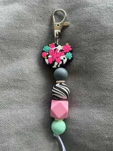 Pink mama zebra focal keychain