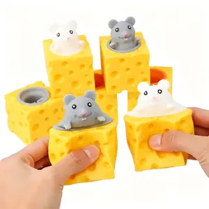 5/10/20PCS Pop-Up Mouse Cheese Squishy Toy, Squeeze and Hide Fidget Toy for Stress Relief, Cute Cheese Block with Pop-Up Animal, Sensory Decompression Toy for Kids & Adults