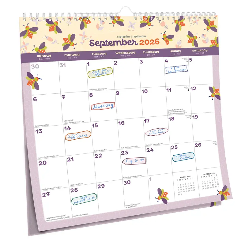 Busy Bees | 2026 12 x 12 Inch (Hanging) Monthly Square Wire-O Calendar | Sticker Sheet | BrownTrout | Planning Stationery 3