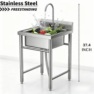 Stainless Steel Freestanding Commercial Utility Sink For Restaurant Garage