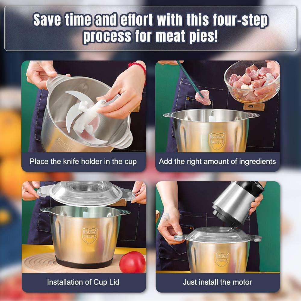 Food Processor, Meat Grinder Electric Food Chopper with 4 Large Sharp Blades for Meat, Fruits, Vegetables, Baby Food, Nuts, 2 Speed, 300W