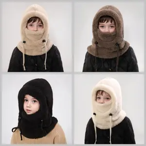 "TikTokShopBlackFriday" 2025  Balaclava and Neck Warmer Set, Windproof Thermal Full Face Mask with Detachable Hood and Soft Fleece Lining, Cold-Resistant Ski Hat for Snowboarding, Outdoor Play, and Daily  Wear adjustable casual winter Knit Heart unisex