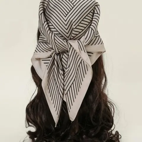 High-Quality Satin Scarf, Fashionable Striped Design, 70cm Square Silk-Like Headscarf, Stylish Accessory for Women, Scarf for Hair