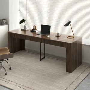 78.74" Executive Desk Large Office Desk with 2 Drawer Farmhouse Wooden Computer Desk Writing Table Conference Workstation Table Brown