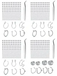 Casual Stainless Steel Nose Piercing Jewelry Double Fake Nose Rings Hoops Gold Fake Nose Ring Fake Nose Piercings Faux Septum Non Piercing Nose Rings, Gold Faux Diamond Sticker For Women Men, Face Sticker For Music Festival Cool Punk Y2K Makeup Patches