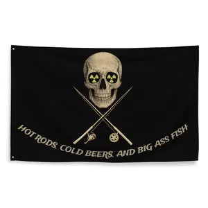 "Fission & Fishing" Pirate Flag Funny Indoor/Outdoor