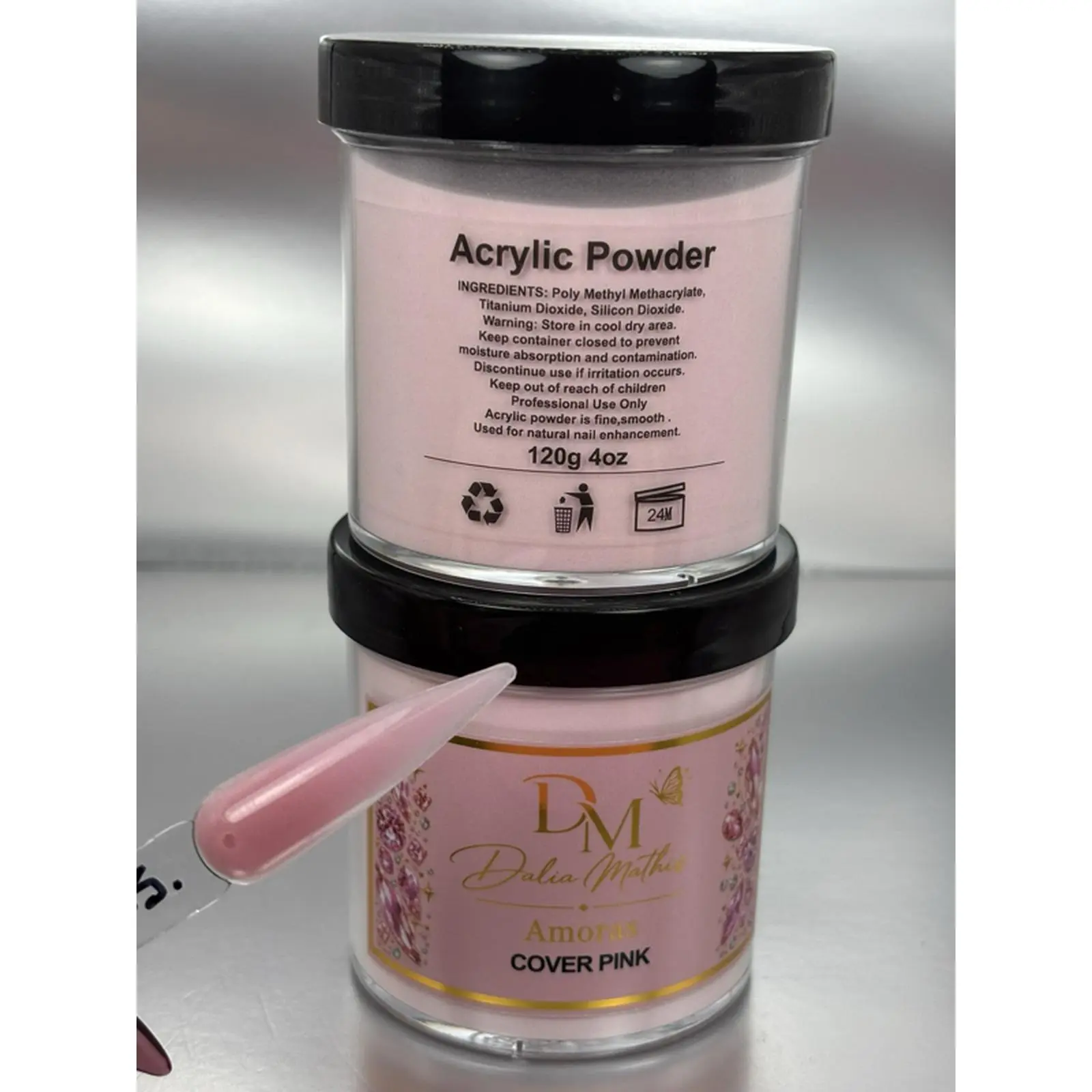 Dalia Mathis Acrylic Powder Cover Pink 120g 4oz for Natural Nail Enhancement Acrílico Cover Pink Amoras