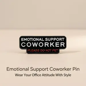 3pcs Emotional Support Colleague Lapel Pin, Office Humor Badge, Workplace Self-Parody Style, Fun Accessory for Backpack ID Card Decoration