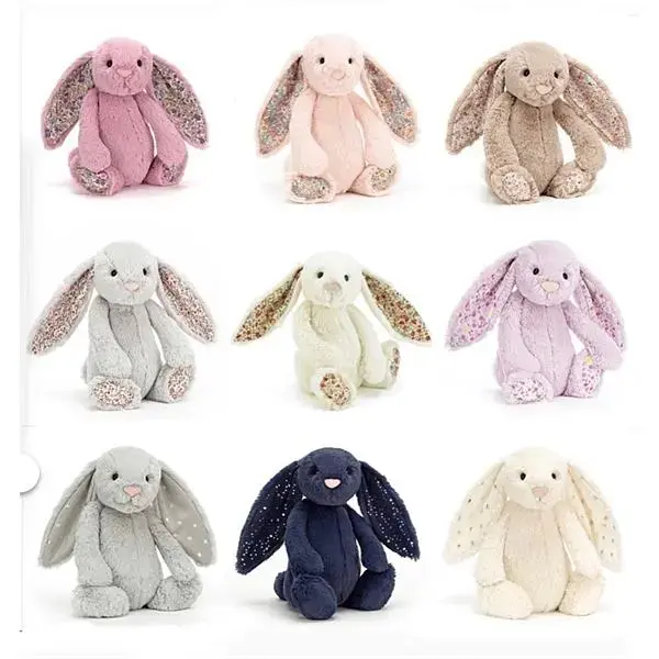 30cm Jellycat Cute Long Ears Rabbit Plush Toy Very Soft White Pink Bunny Doll Sleeping Plushies Home Decor Xmas Gifts Girl, Keychains