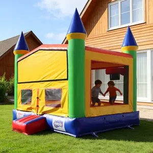 13ft x 13ft Royal Castle Theme Heavy-Duty Fabric Inflatable Bounce House for Kids with Blower Breathable Safety Mesh Outdoor Backyard Birthday Playhouse