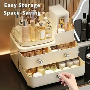 3 Layer Large Capacity Cosmetic Storage Box, Makeup Organizer Box, Portable Makeup Case with Drawers, Durable Plastic Design for Vanity Table, Bathroom, Desktop, Durable Plastic Organizers