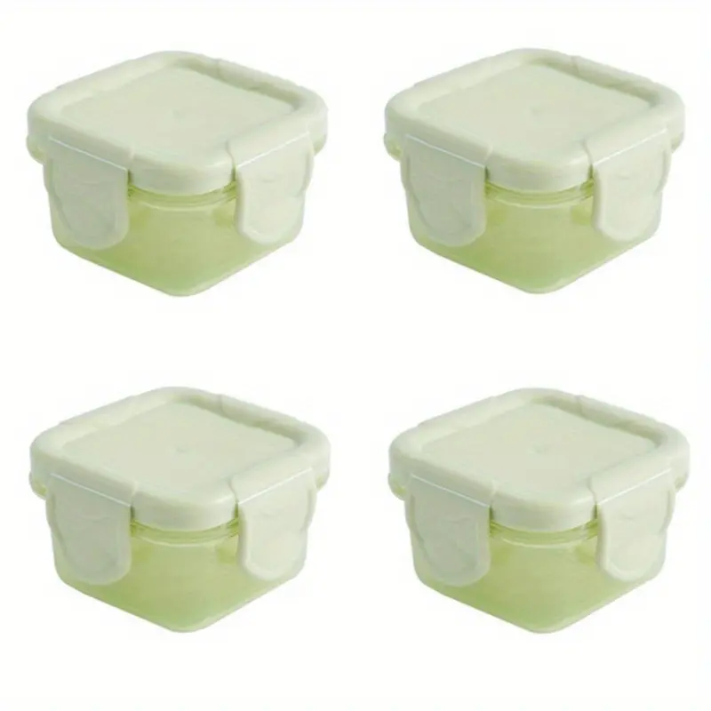 4pcs Mini Food Storage Container, Leakproof Lid, Containers With Lids, Sauce Container, Snack Box, Reusable Snack Containers, Mini Freezer Storage Container, Microwave Heated, 60ml, Portion Control Containers